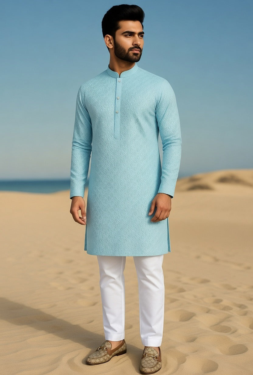 Sky Blue Chicken Kari Suit