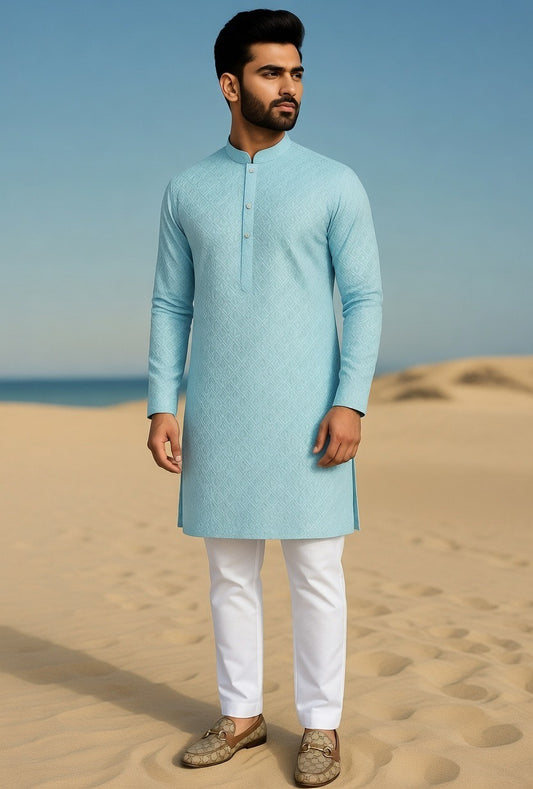 Sky Blue Chicken Kari Suit