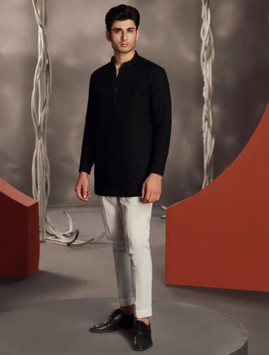 Black Short Kurta - Junaid Jamshed