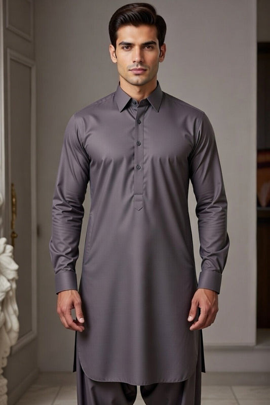 Brown Collar Shalwar Kameez