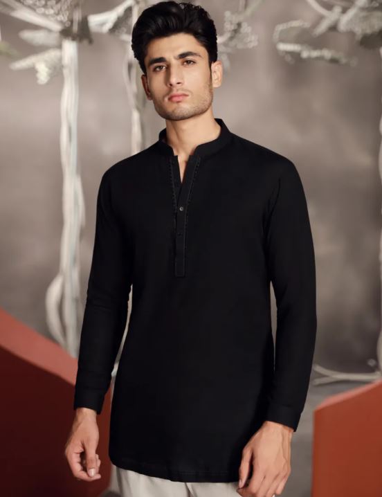 Black Short Kurta - Junaid Jamshed