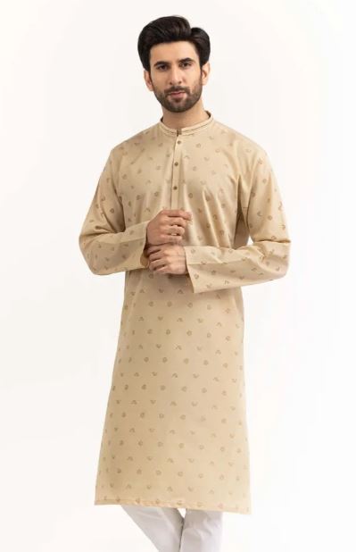 Cream Printed Kurta - Gul Ahmed