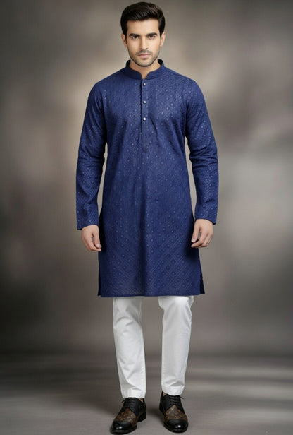 Navy Blue Chicken Kurta