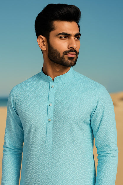 Sky Blue Chicken Kari Suit