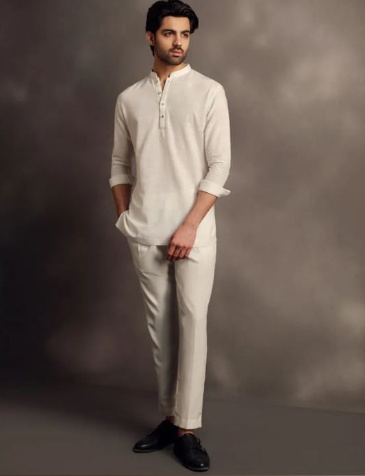 Short White Kurta - Junaid Jamshed