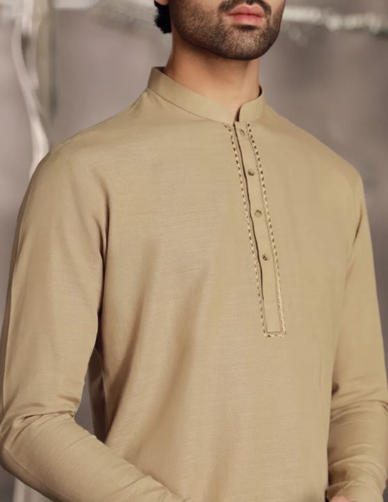 Beige Short Kurta Pants - Junaid Jamshed