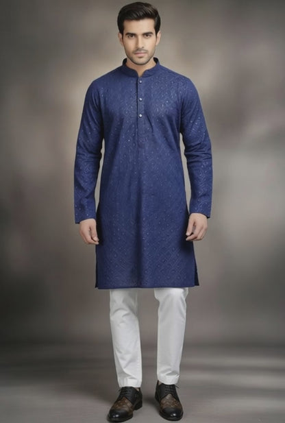 Navy Blue Chicken Kurta