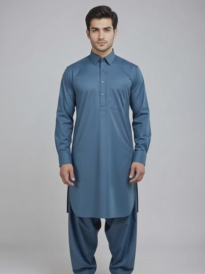Teal Collar Shalwar Kameez